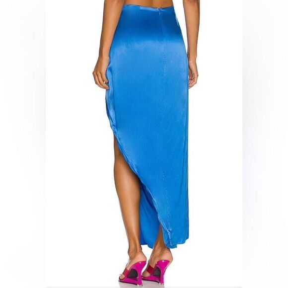 Nicholas Manon Skirt in Olympic blue satin wrap high slit midi Revolve nwt - Picture 3 of 11